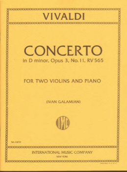 Vivaldi - Concerto In D, Op 3, No. 11, RV 565, for Two Violins and Piano
