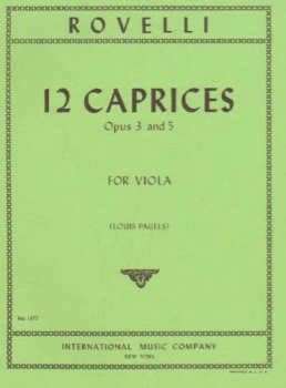 Rovelli, P - 12 Caprices Op3 And Op5 for Viola