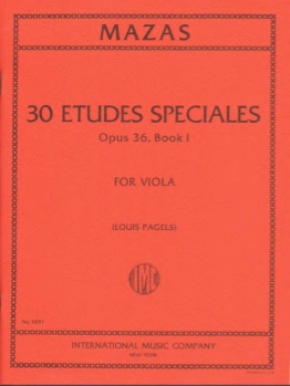 Mazas - 30 Etudes Speciales, Op 36, Book 1, for Viola
